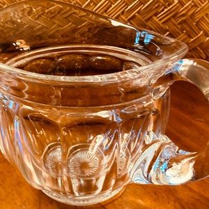 Vintage crystal glass serving pitcher classic round fluted shape wide spout